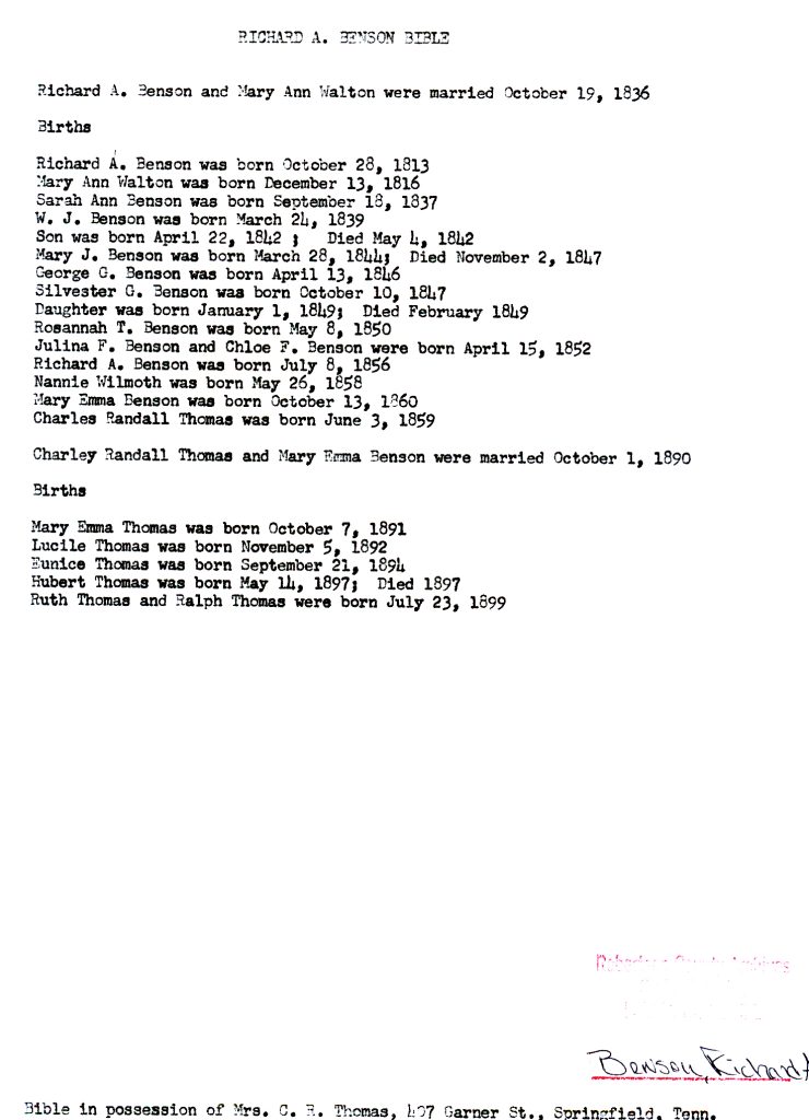 Birth Information in Bible (1813)