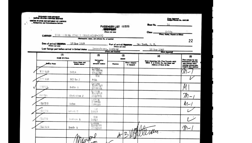 Passenger list (1957 USNS Buckner)
